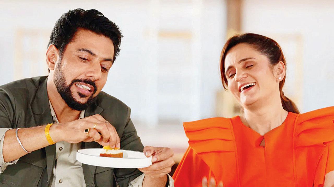 Ranveer Brar shares a candid moment with Garima Arora. PIC COURTESY/TWITTER