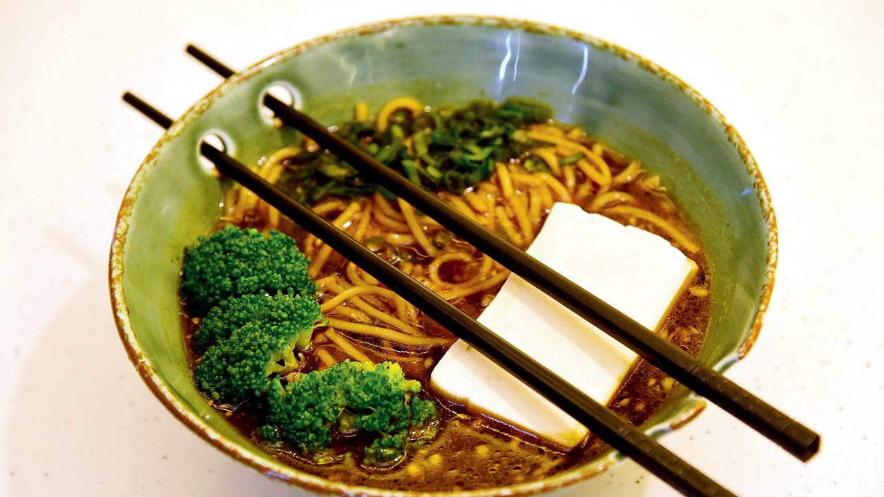 Shoyu ramen with tofu and chicken makes for a comforting meal