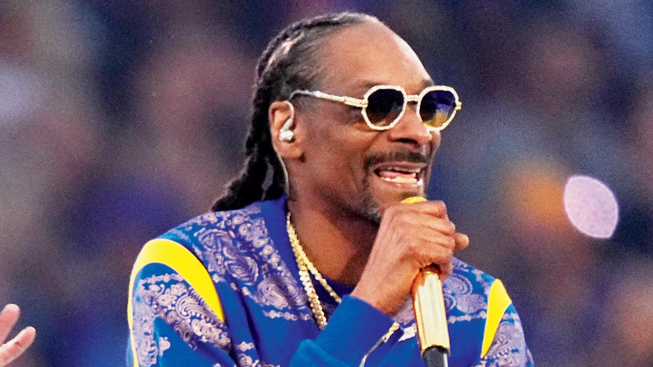 Snoop Dogg during the 2022 NFL Super Bowl 