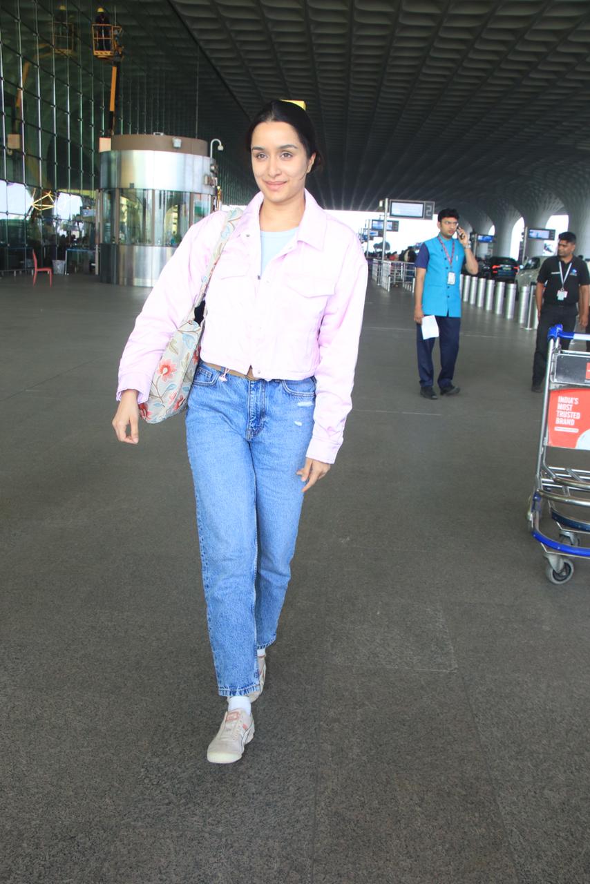 Shraddha Kapoor wore a simple white top and paired it with blue jeans as she was clicked at the airport