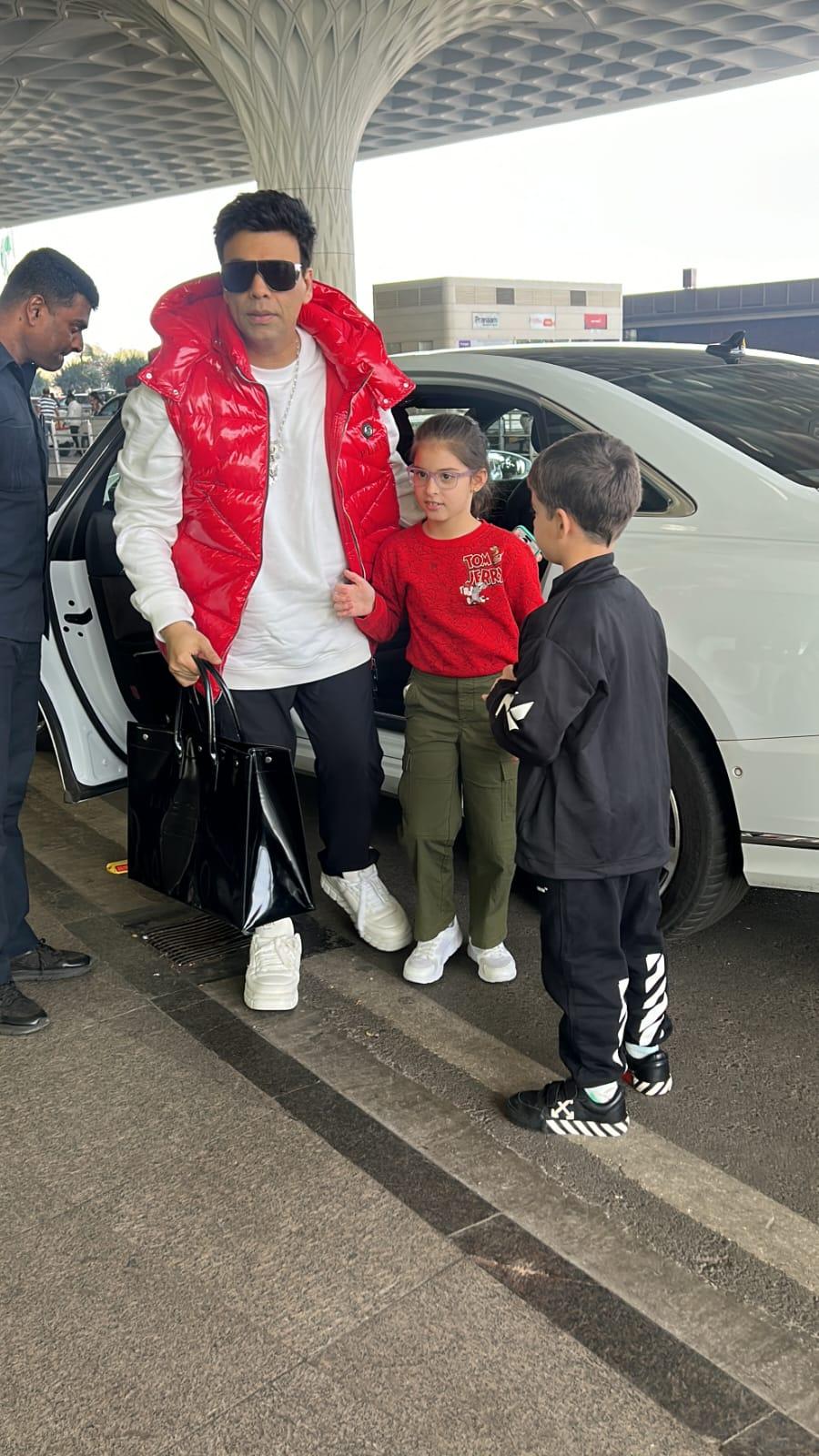 Karan Johar was clicked with his twins as they jetted off