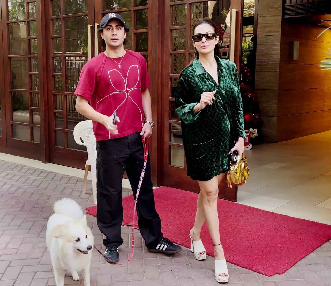 Malaika Arora was clicked with her son Arhaan Khan as the mother-son duo went for a Christmas brunch