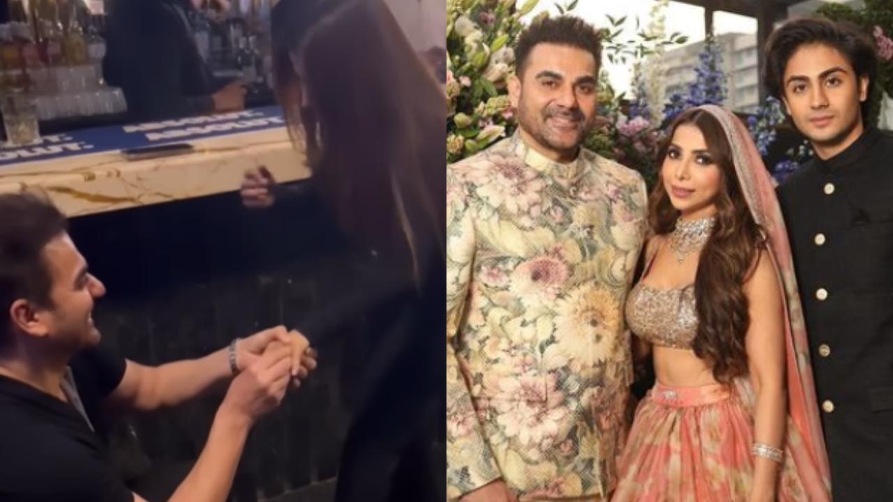 Watch: Arbaaz Khan goes down on one knee to propose to Sshura Khan in front of family
