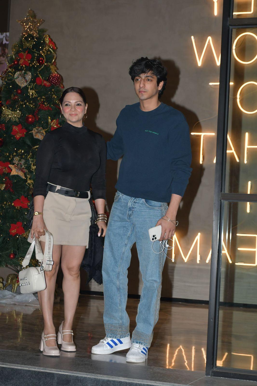 Deanne Pandey and Ahaan Pandey posed for the cameras at Sohail Khan's birthday bash