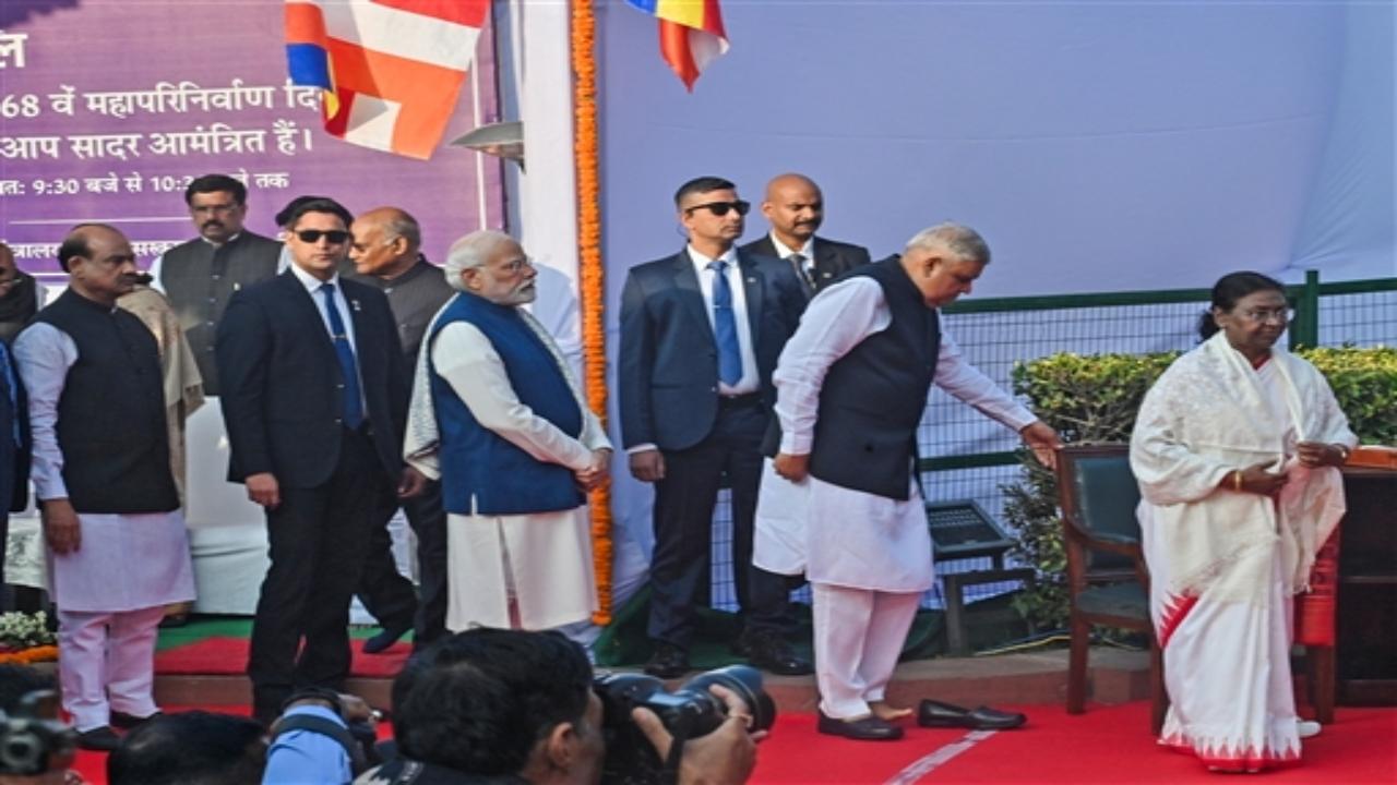 Vice President Jagdeep Dhankhar, Lok Sabha Speaker Om Birla and other parliamentarians paid tribute to the architect of the Constitution at his statue in the Parliament premises today.