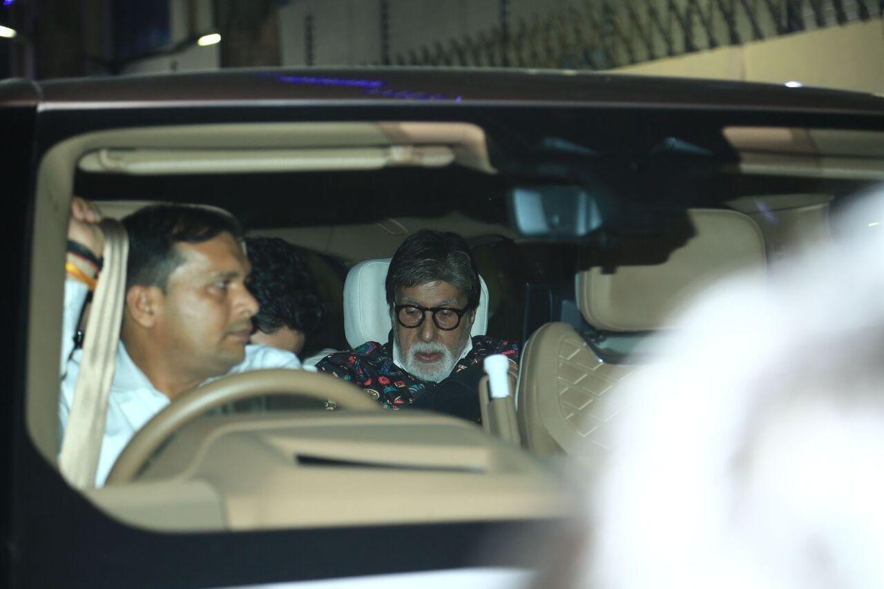 Amitabh Bachchan was also at the event in a multi-coloured jacket cheering for his granddaughter