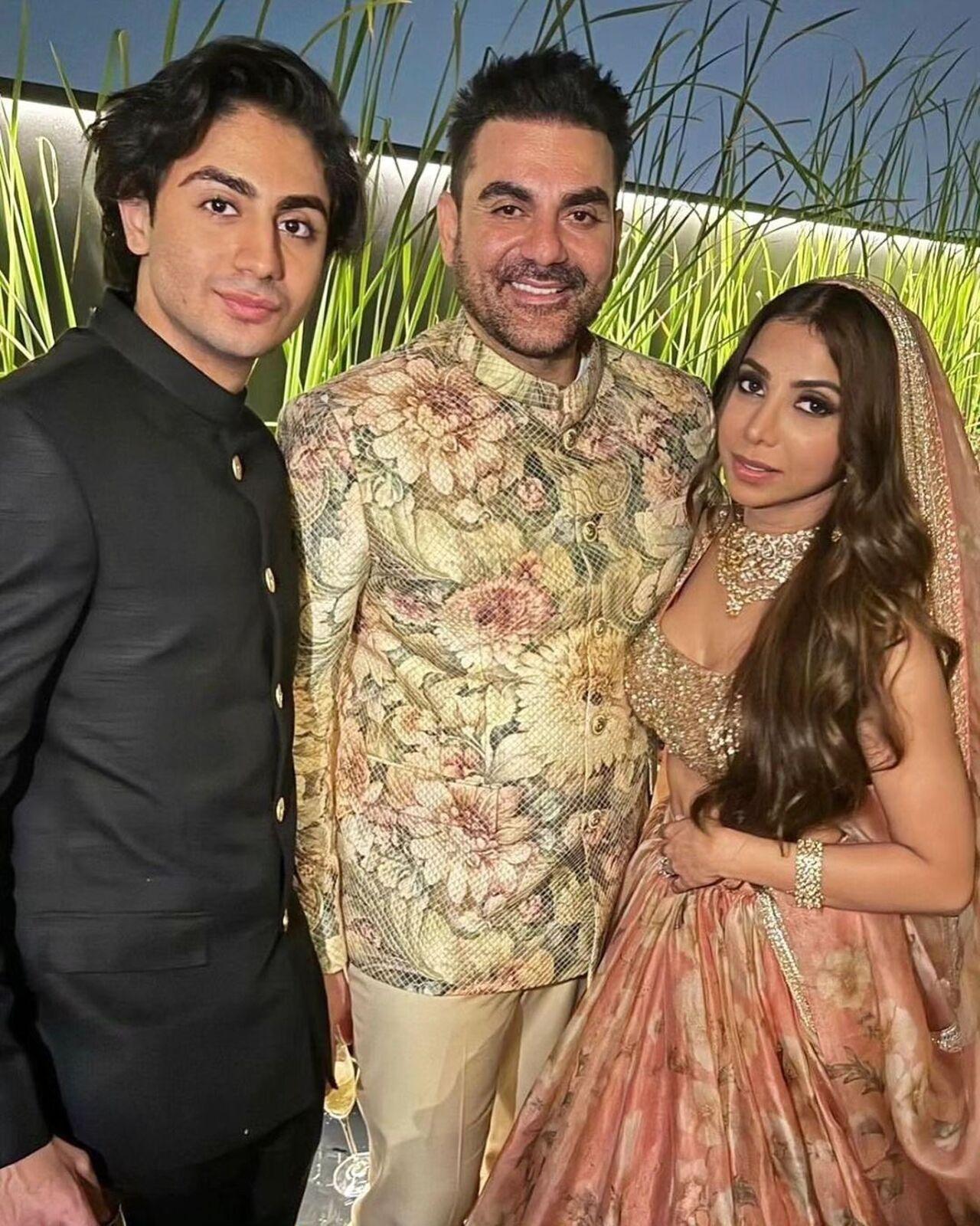Arbaaz Khan's son from first marriage with Malaika, Arhaan Khan poses with the newlyweds
