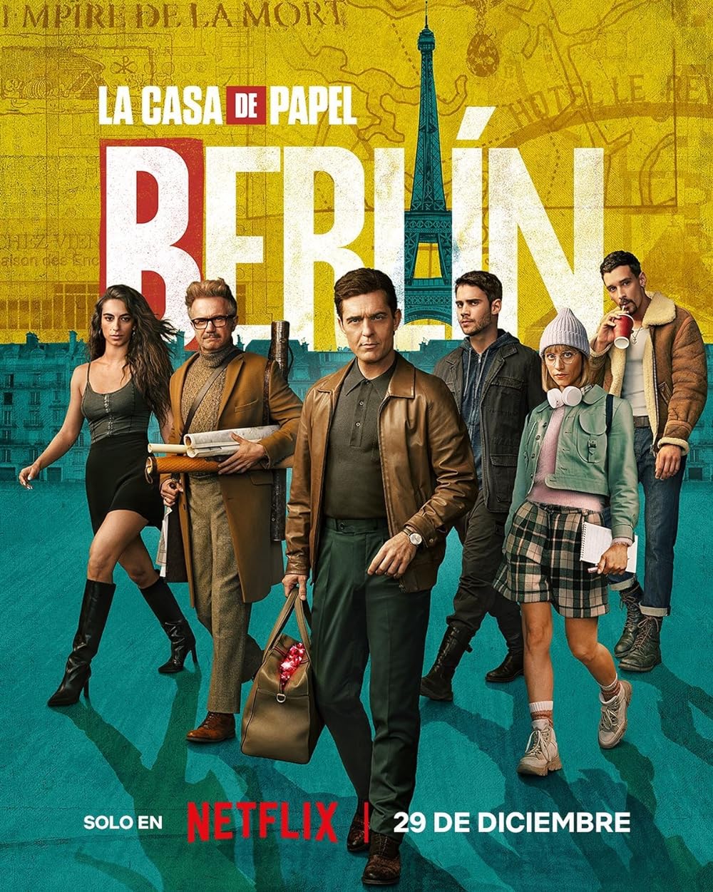 Berlin (December 29) - Streaming on NetflixBerlin focuses on Pedro Alonso's character, offering insights into his leadership in executing heists throughout Europe, including a sophisticated scheme in Paris, intertwining action, suspense, and drama.
