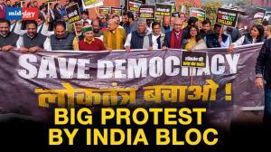 MPs Suspension: INDIA bloc leaders hold protest march