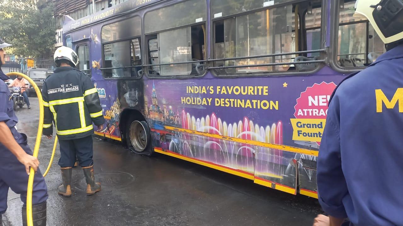 Mumbai: BEST bus catches fire near Nagpada signal, no injury reported