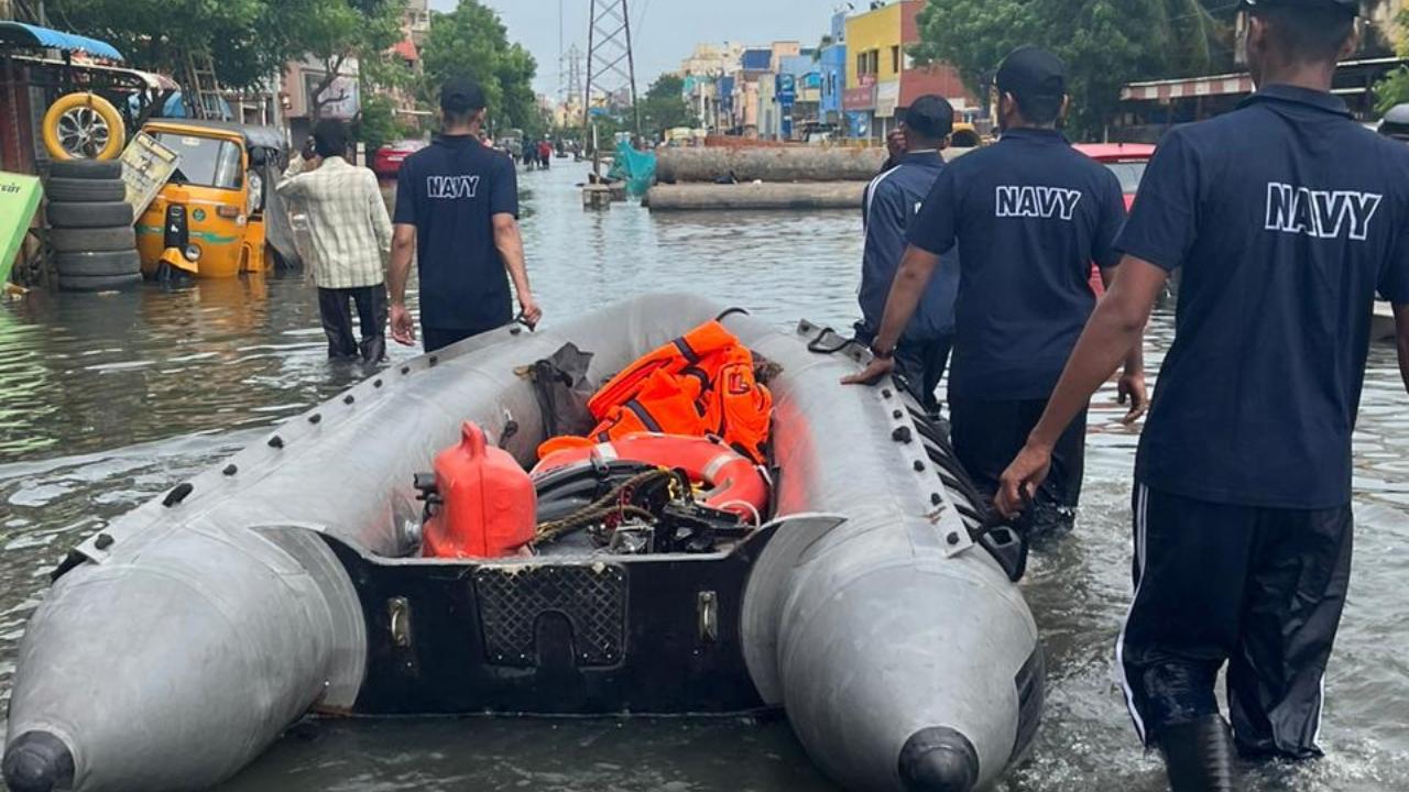 IN PHOTOS: Indian Navy steps in for rescue operations in rain-hit Chennai