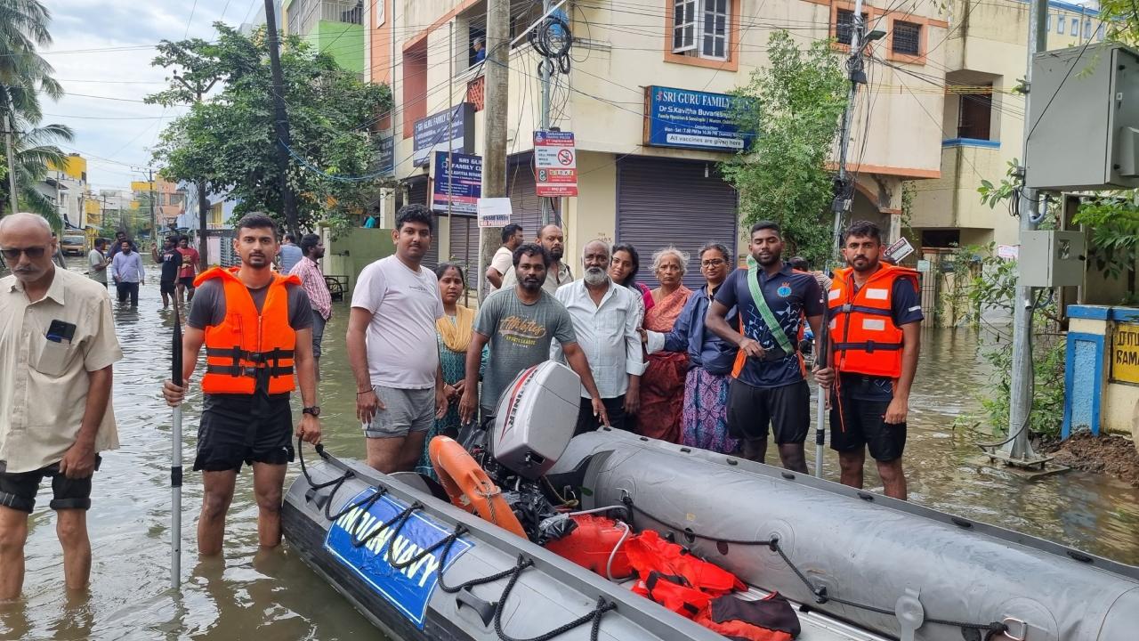 More than 250 people from low-lying areas found refuge at a school camp in Kotturpuram. Additionally, 22 passengers stranded after their local bus got stuck in rainwater, were transferred to a relief camp set up at the Middle School in Pallavaram