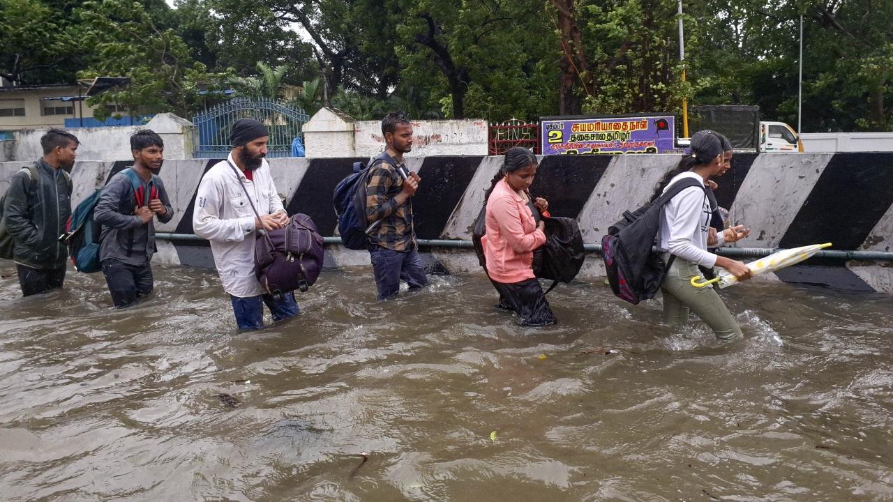 Public life is severely affected in Chennai due to heavy rains lashing several parts of the city. Several areas, including Wallajah Road, Mount Road, Anna Salai, Chepauk, outside Omandurar government multispecialty hospital and other low-lying areas, were left inundated due to the persistent heavy rainfall