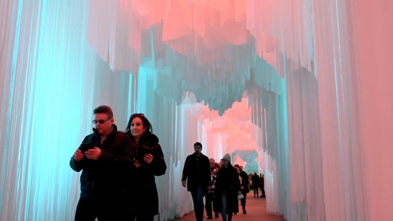 Visitors walk in the polar dream installation at Gric Tunnel under Zagrebs's centre, during the Christmas Market and Advent, in Zagreb. Zagreb's advent is one of the popular tourist destinations during the Christmas season in this part of Europe (Photo by DENIS LOVROVIC/AFP)