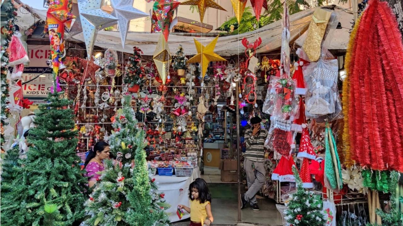 IC Colony, BorivaliA store named City Collection run by Ritik Patel (24) is also a one-stop-shop for all things Christmas. Here you can buy a one foot tall tree for Rs 90 and a 20 foot tall tree for Rs 10,000. Besides trees,   one can also buy other decor items like stars, baubles, streamers, tree-hangings, and much more. Photo Courtesy: Aakanksha Ahire 