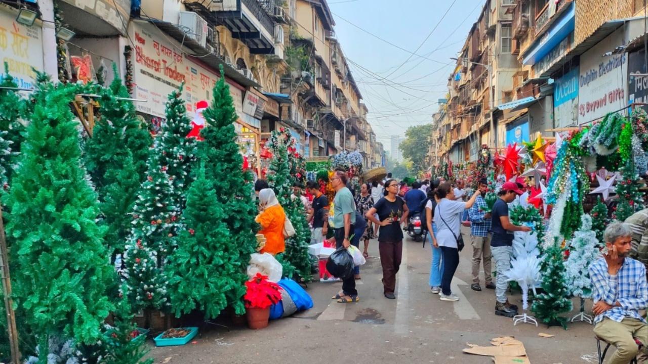 Crawford Market One entire lane in the market is adorned with decor items leaving customers spoilt for choice. From a small snowflake-coated Christmas tree available at Rs 30 to a 10-foot huge tree available for Rs 7,000, this place has something for everyone. Photo Courtesy: Amogh Golatkar