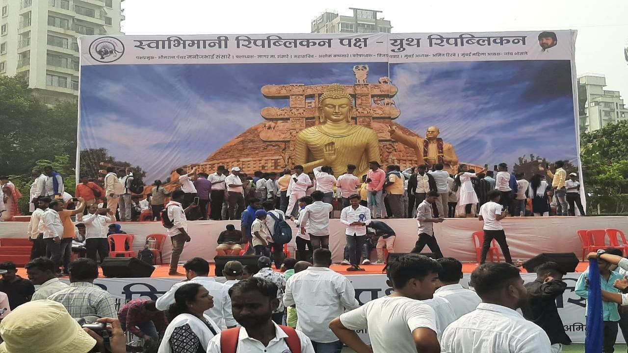 Thousands gather at Chaityabhoomi in Mumbai's Shivaji Park to pay tributes to Ambedkar