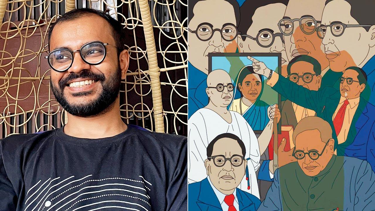 The artwork by (left) Siddhesh Gautam
