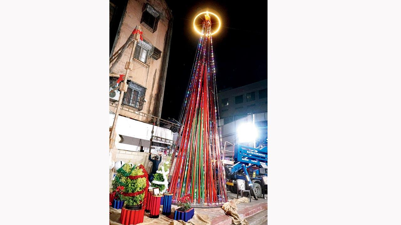 The 33-ft tall Christmas tree