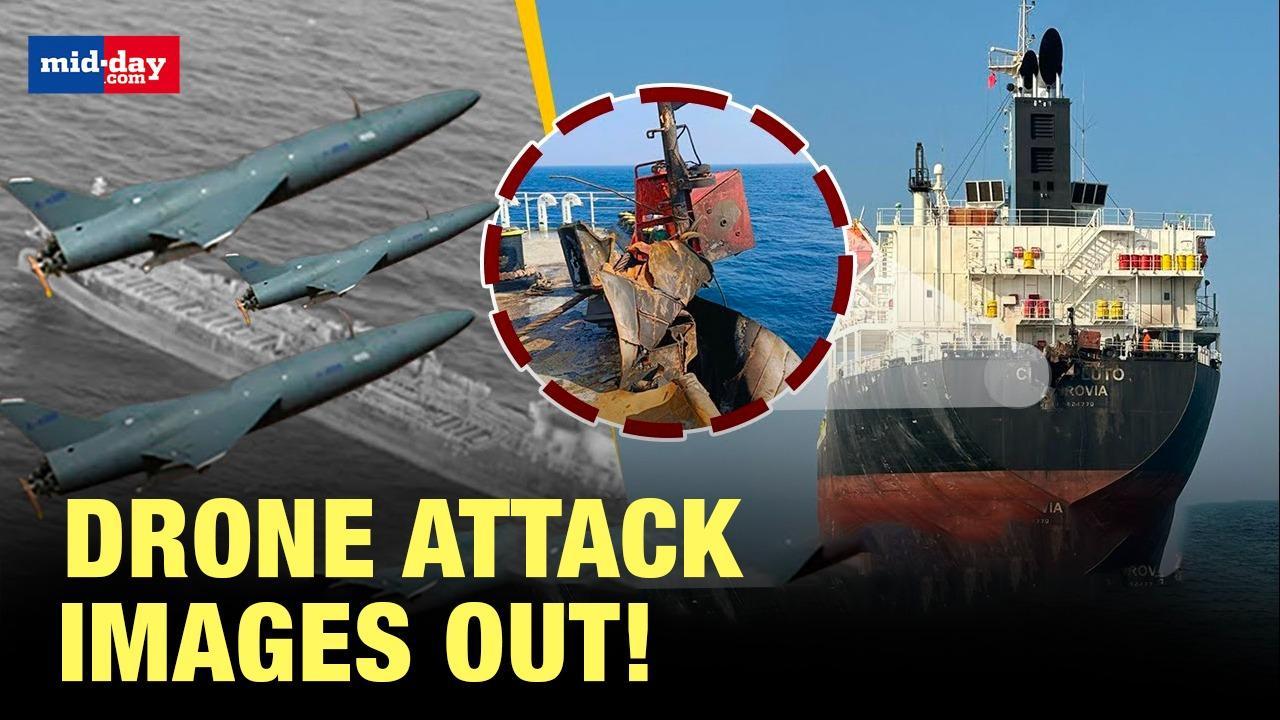 India Drone Strike: Navy unveils drone attack images on India-bound ship