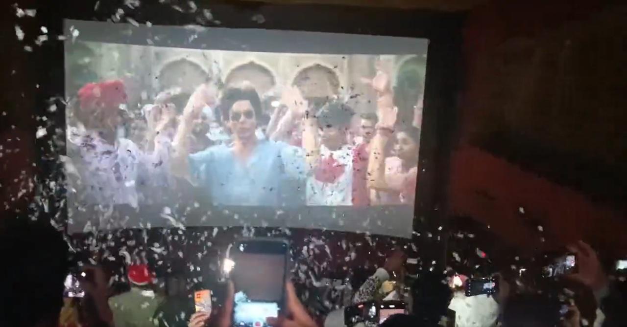 The film's first show in India is at 5.55 am at Mumbai's iconic single-screen theatre, Gaiety Galaxy, and fans have ensured that the opening of SRK's latest release is nothing short of a celebration
