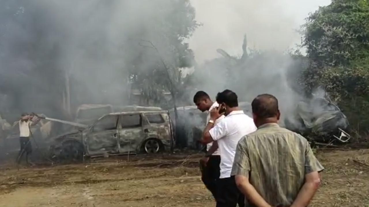 Despite the immediate intervention of the fire brigade officials, the inferno extinguished, leaving all twelve cars reduced to ashes