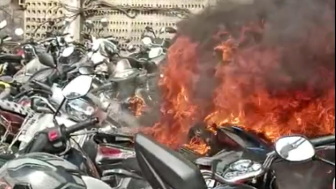 The officials said that no injuries were reported in the incident but some bikes were damaged due to the fire