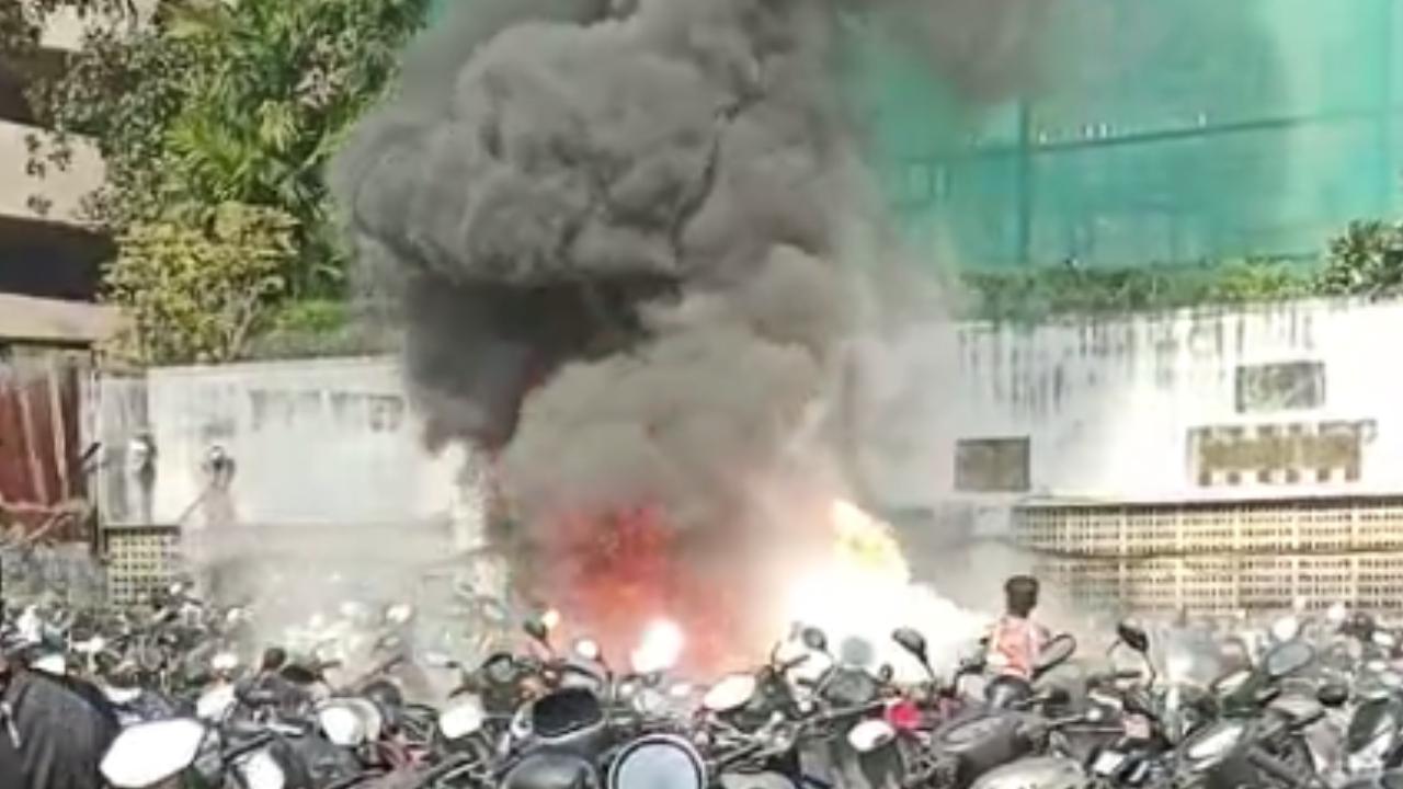 According to the officials, the incident was reported around 1.46 pm when the fire broke out in parked bikes