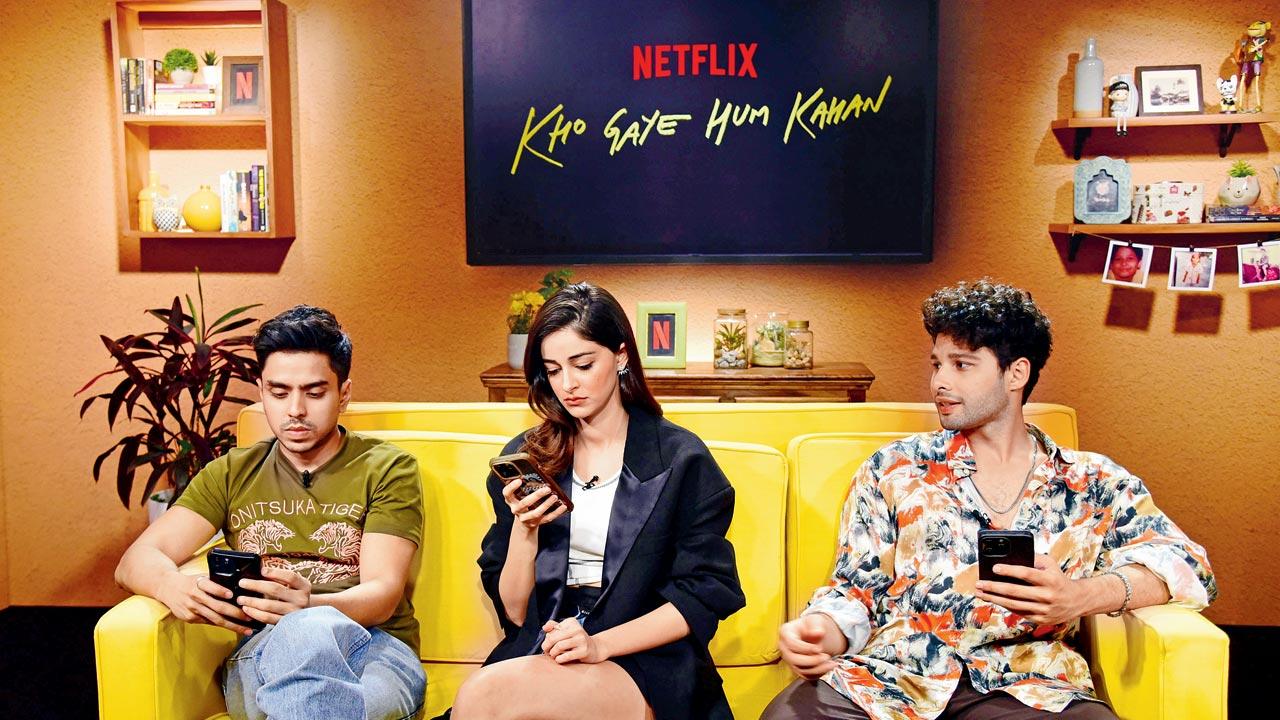 Adarsh Gourav, Ananya Panday and Siddhant Chaturvedi and 