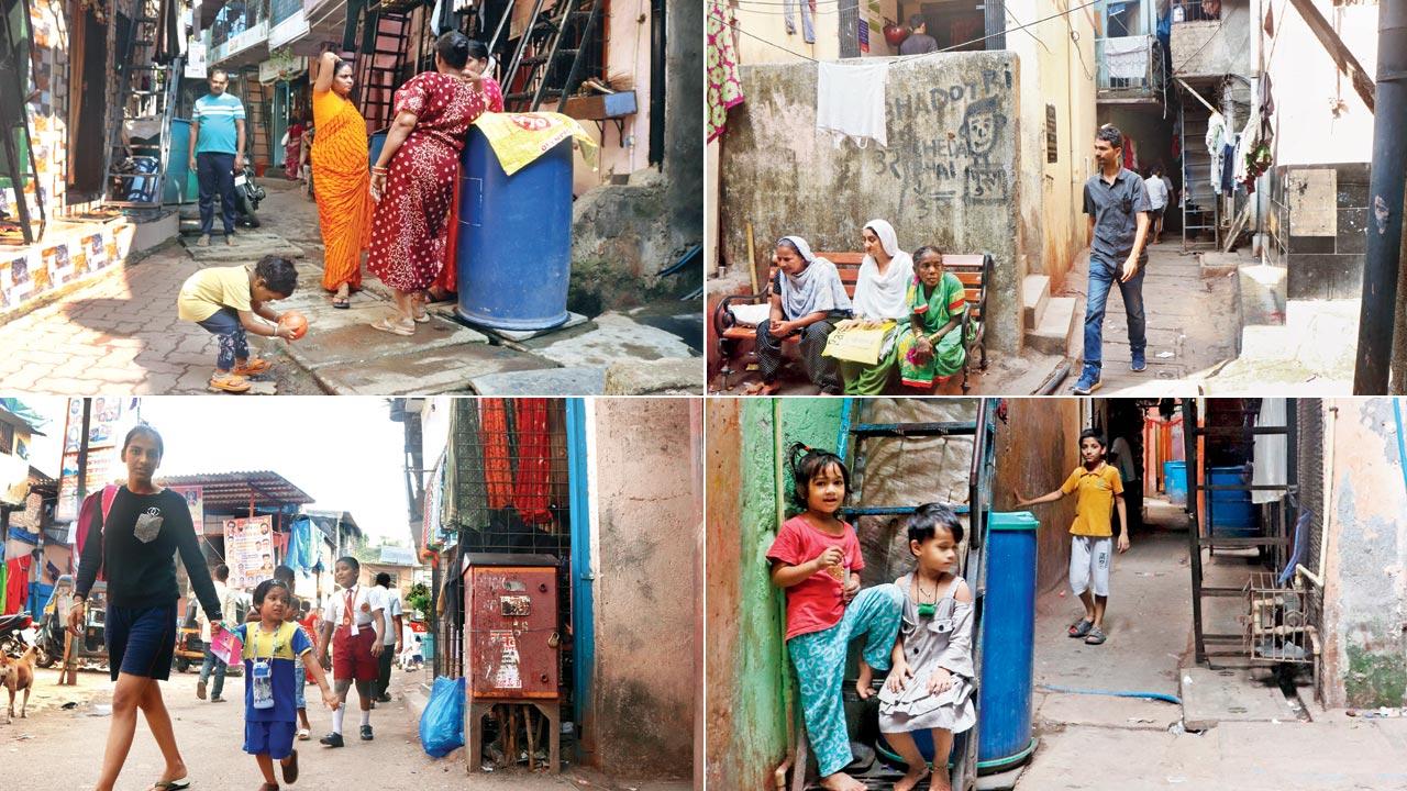 (From left) The slums at JB Nagar, Andheri East