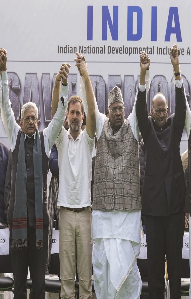 INDIA alliance protest at Jantar Mantar