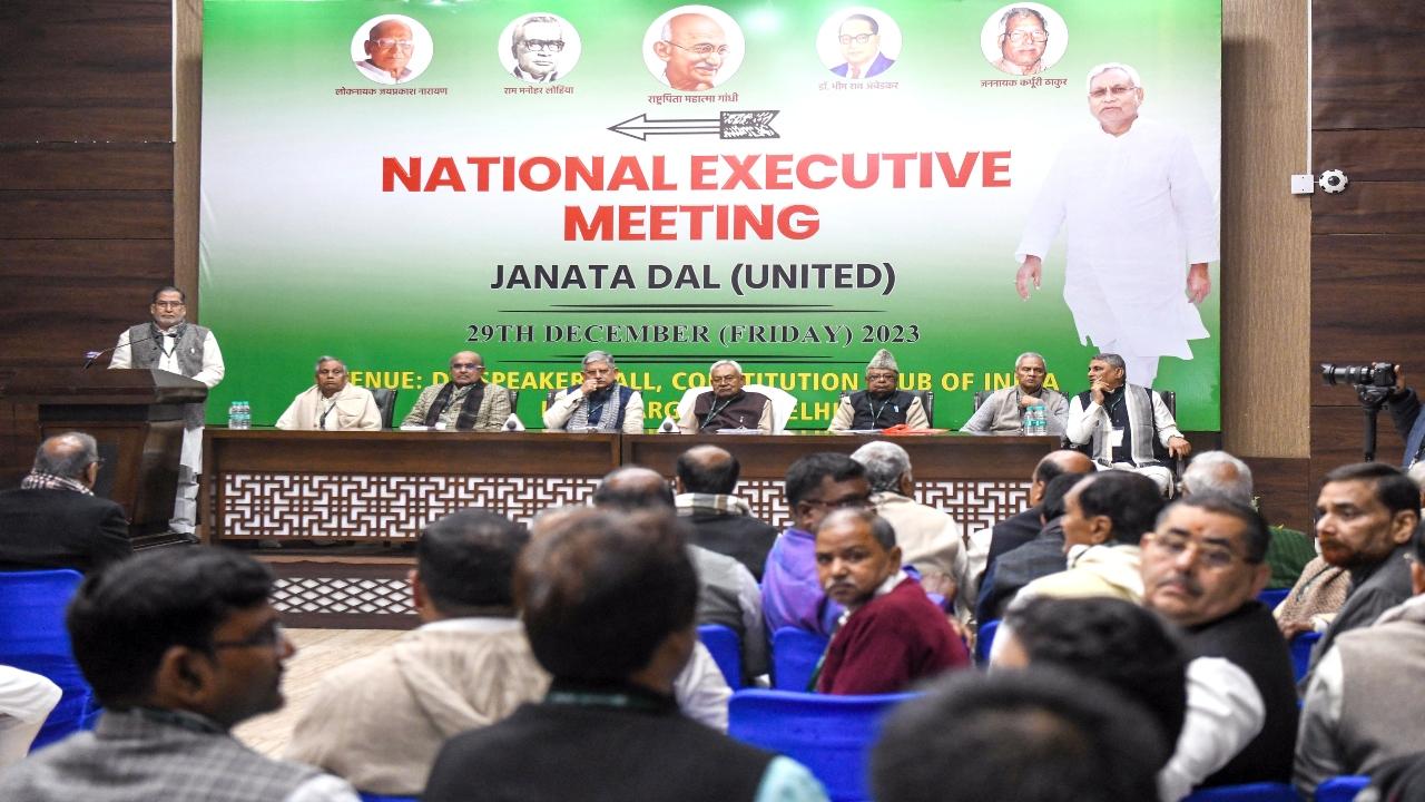 Singh stepped down at the closed-door meeting and proposed Kumar's name, saying his leadership will be needed at this crucial juncture in the run up to the 2024 Lok Sabha polls while he will be busy fighting his own election. He currently represents Munger constituency in Lok Sabha.