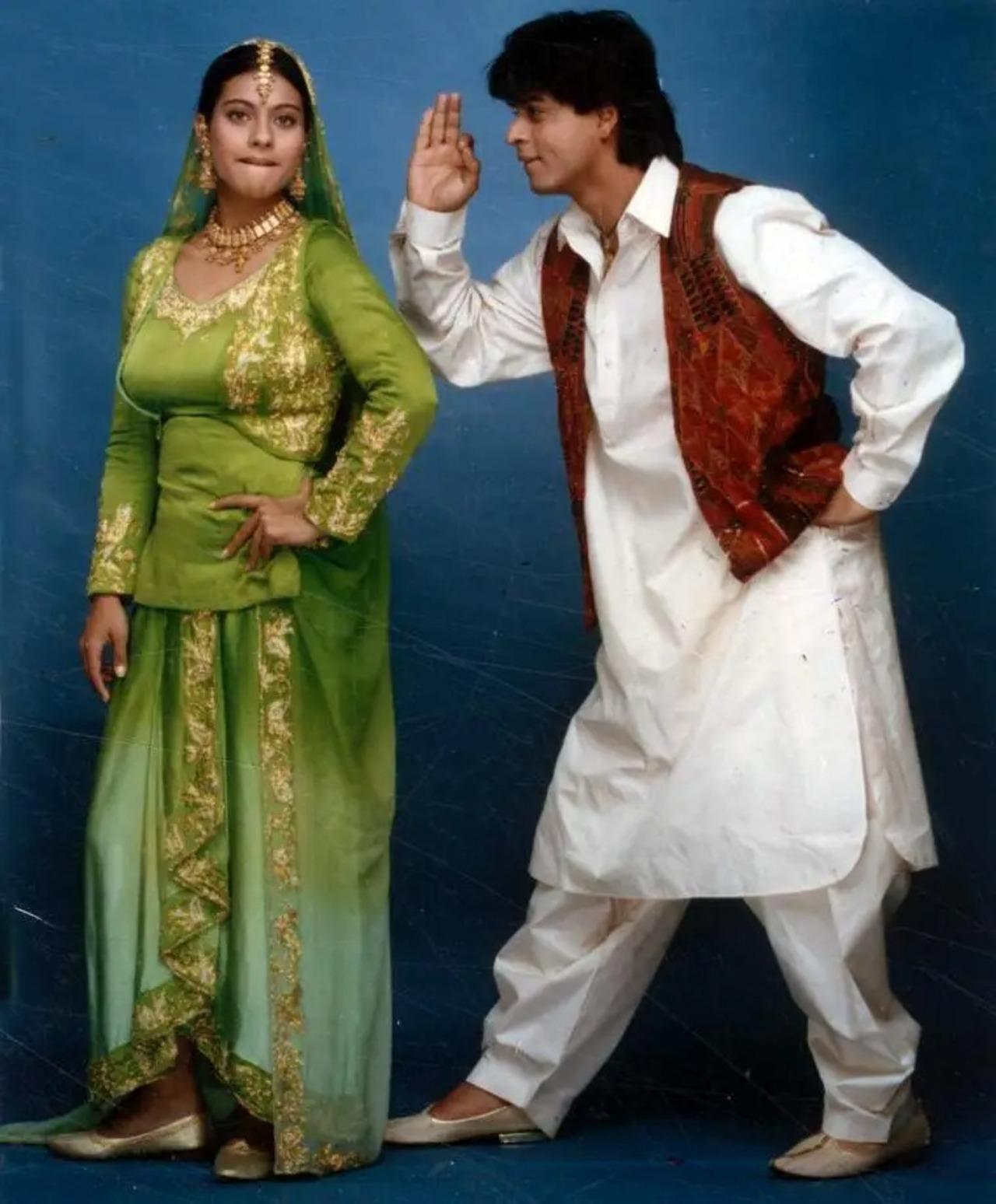 This green outfit that Kajol wears for her mehendi ceremony in DDLJ was rooted to her character's Punjabi culture and also the occasion. The costume is now kept at the fashion exhibit at NMACC, Mumbai
