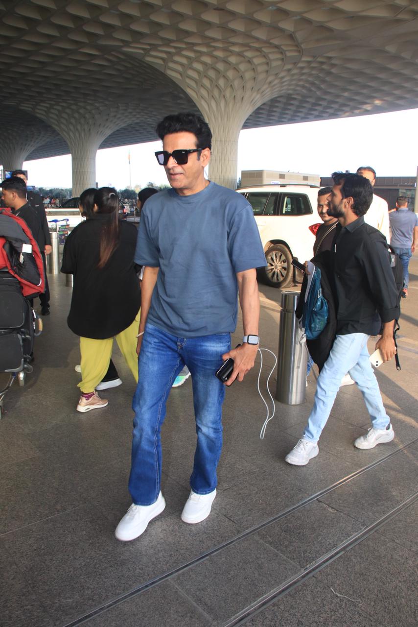 Manoj Bajpayee opted for a comfy outfit for his airport look