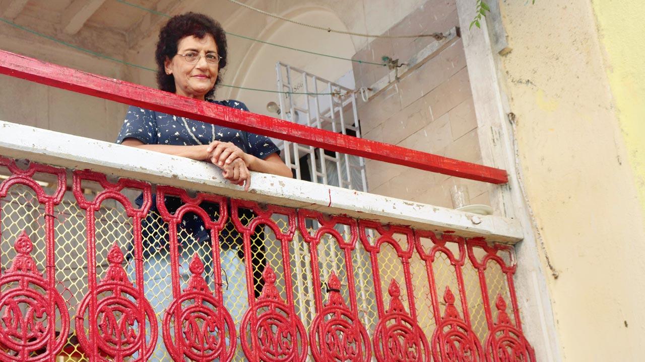 Yvette Gonsalves on the porch of House No. 26 in Malla. Pic/Anurag Ahire