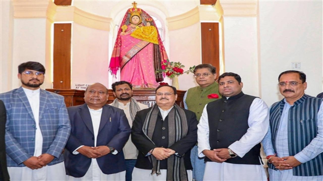 In Pics: BJP President Nadda visits Sacred Heart Cathedral Catholic Church
