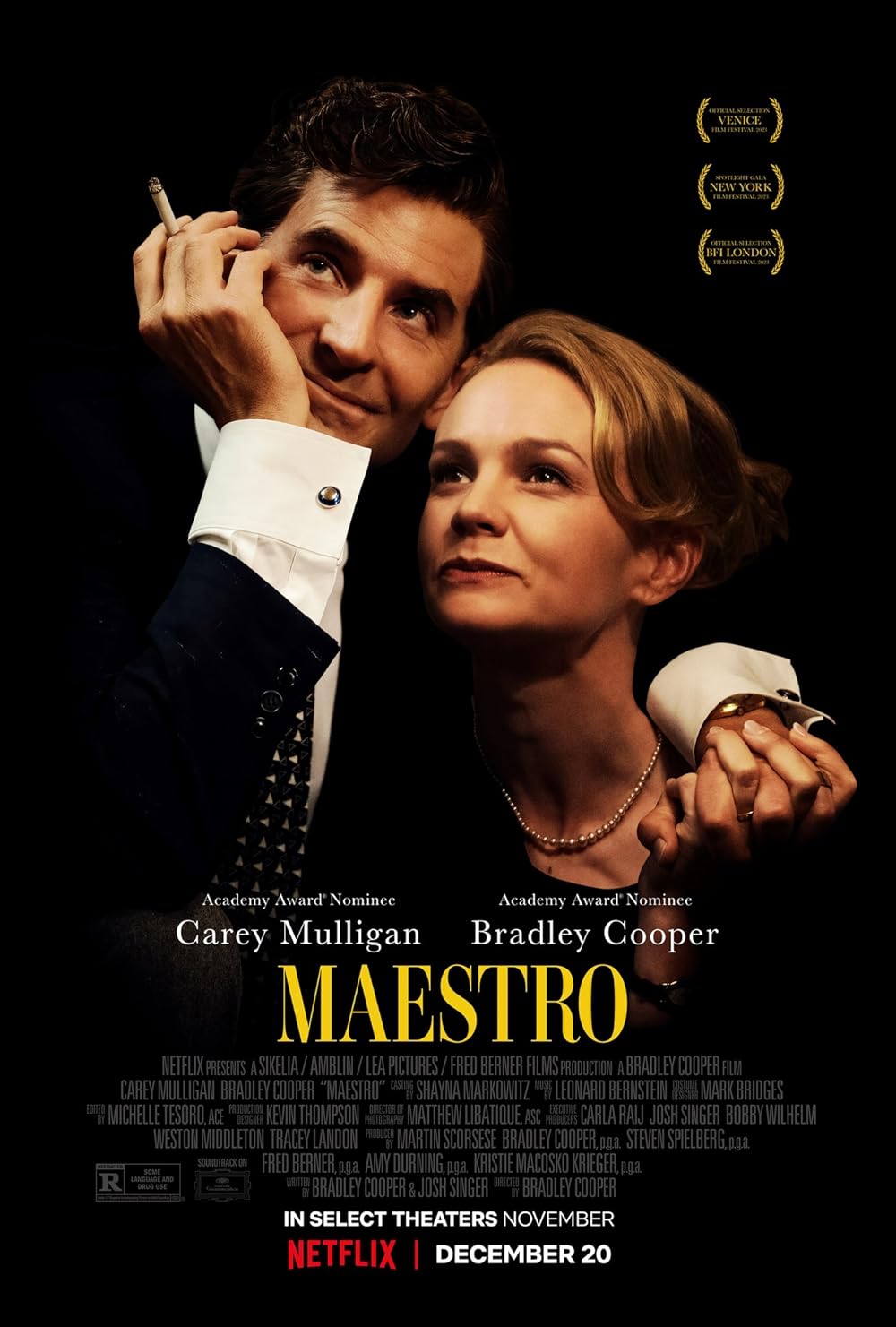 Maestro (December 20) - Streaming on NetflixDirected by and starring Bradley Cooper, 