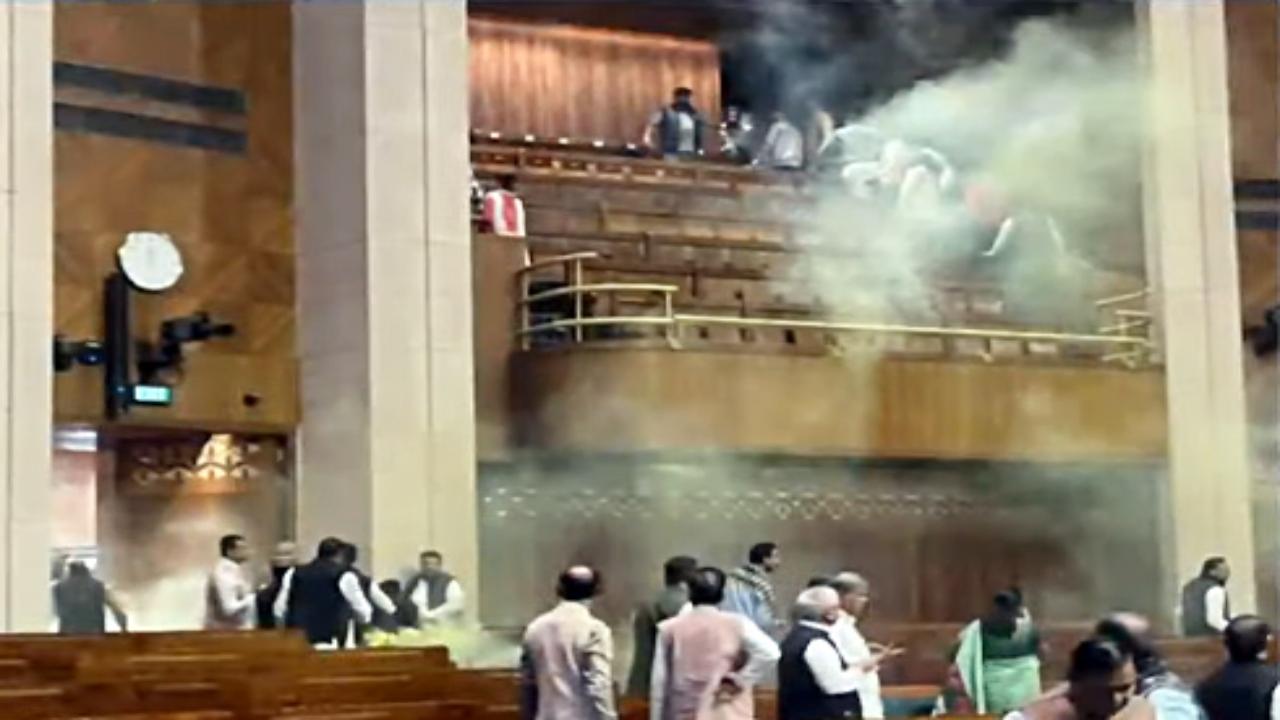 Lok Sabha Speaker Om Birla, upon reconvening, confirmed the arrest of two intruders from inside Parliament and two from outside. Their belongings were seized, and an investigation is underway. Addressing concerns about a recent threat, Birla stated that preliminary reports did not link the incident to the mentioned threat