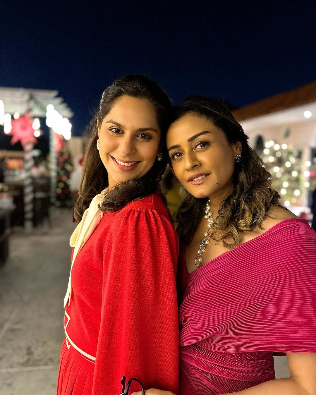 While Mahesh Babu could not attend the party, his wife and former actress Namrata was seen at the do spending quality time with friends. She is seen with Upasana Konidela here