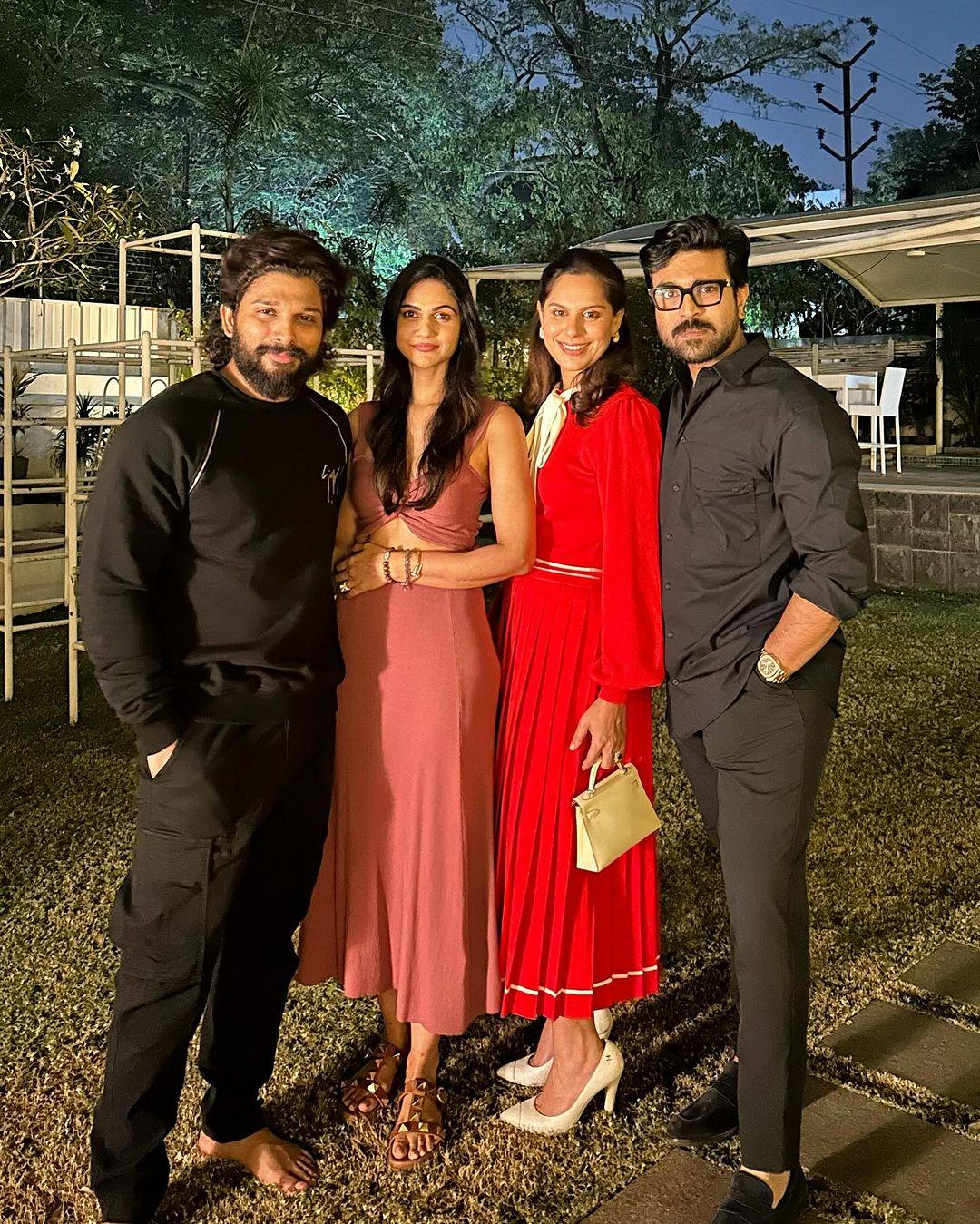 Allu Arjun with wife Sneha, Ram Charan and his wife Upasana were present at the party. They also shared several photos from the bash