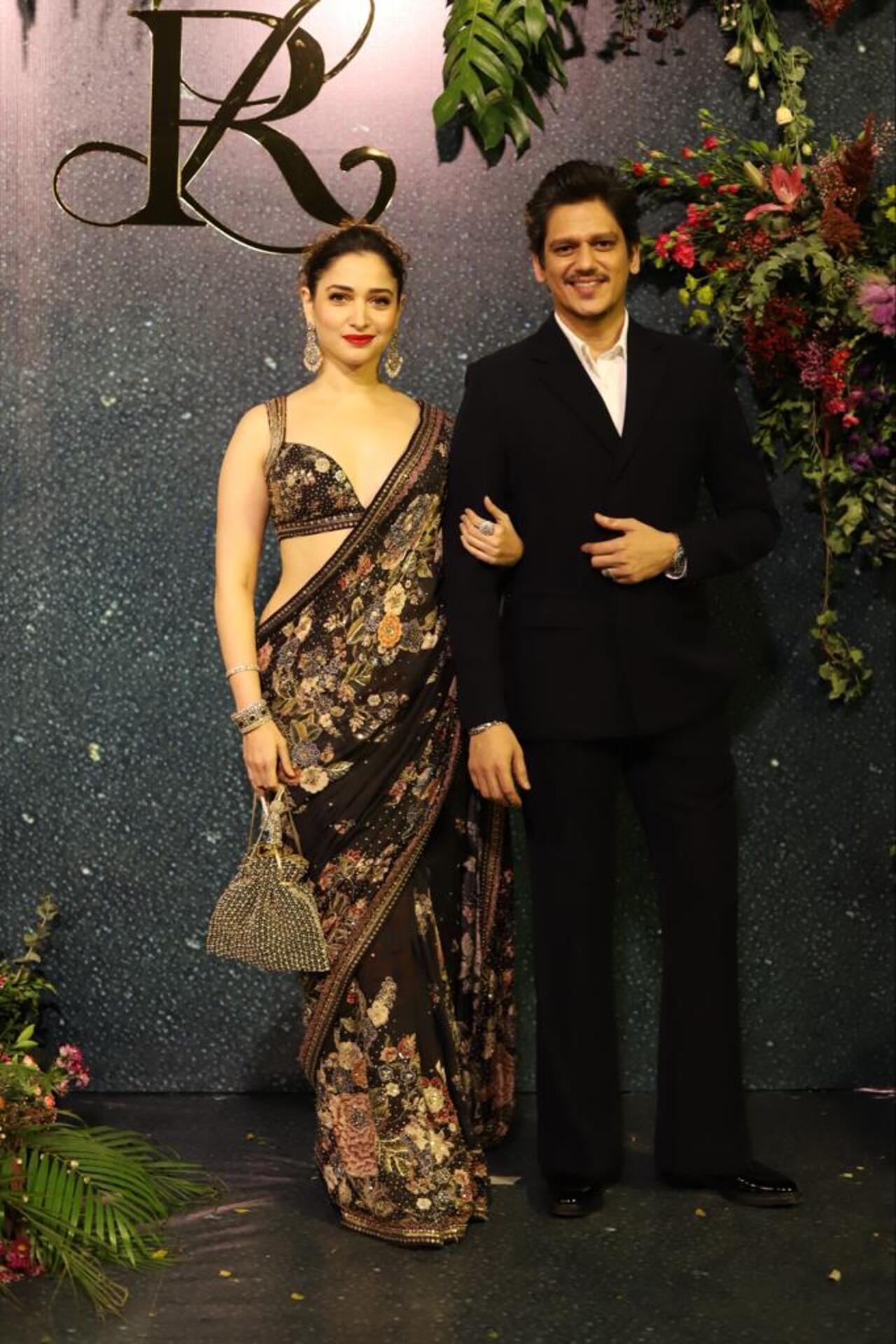 Lovebirds Tamannaah Bhatia and Vijay Varma also posed for the paparazzi as they attended the reception party of Randeep and Lin (Pic/Pallav Paliwal)