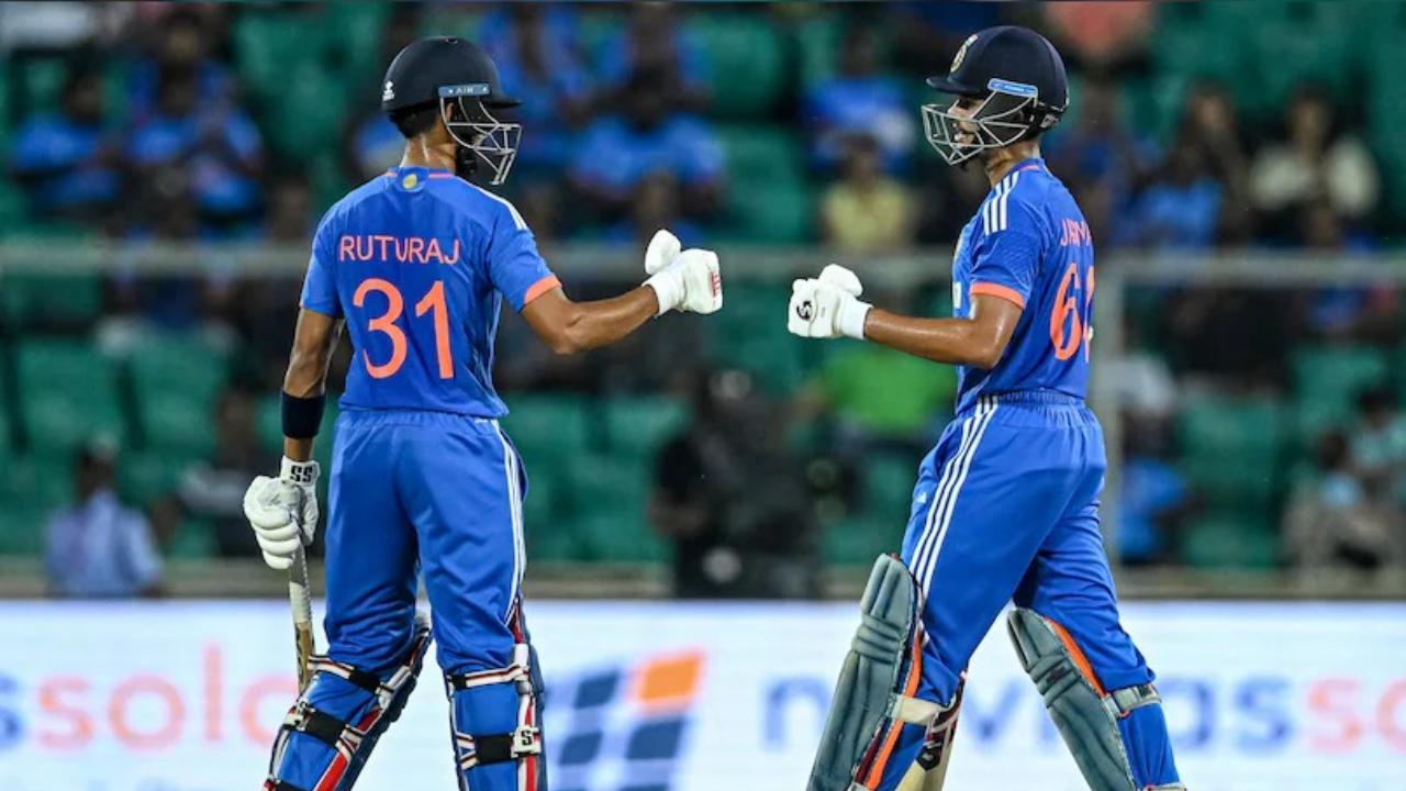 Ruturaj Gaikwad and Yashasvi Jaiswal during a match against Australia (Pic: AFP) 