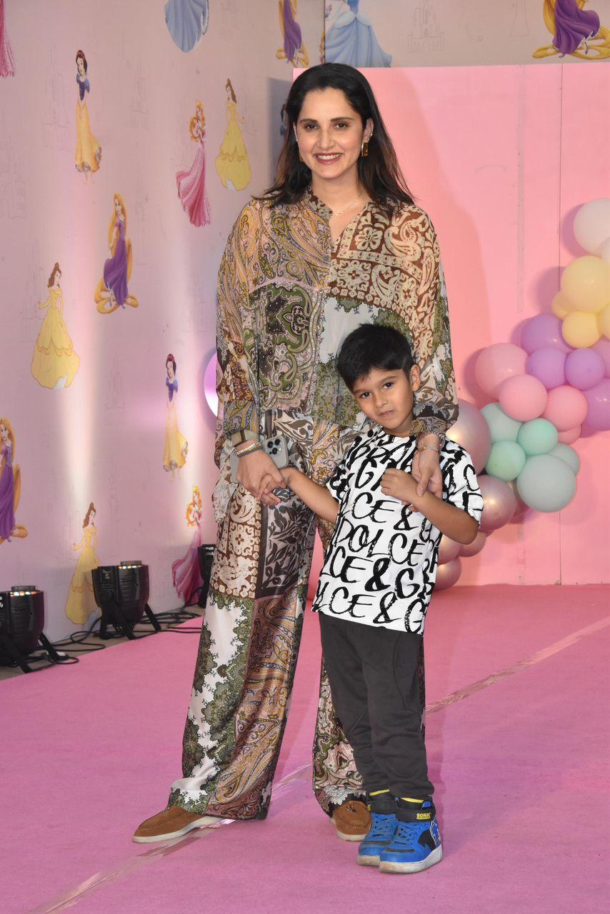 Sania Mirza arrived at the party with her son Izhaan Mirza Malik