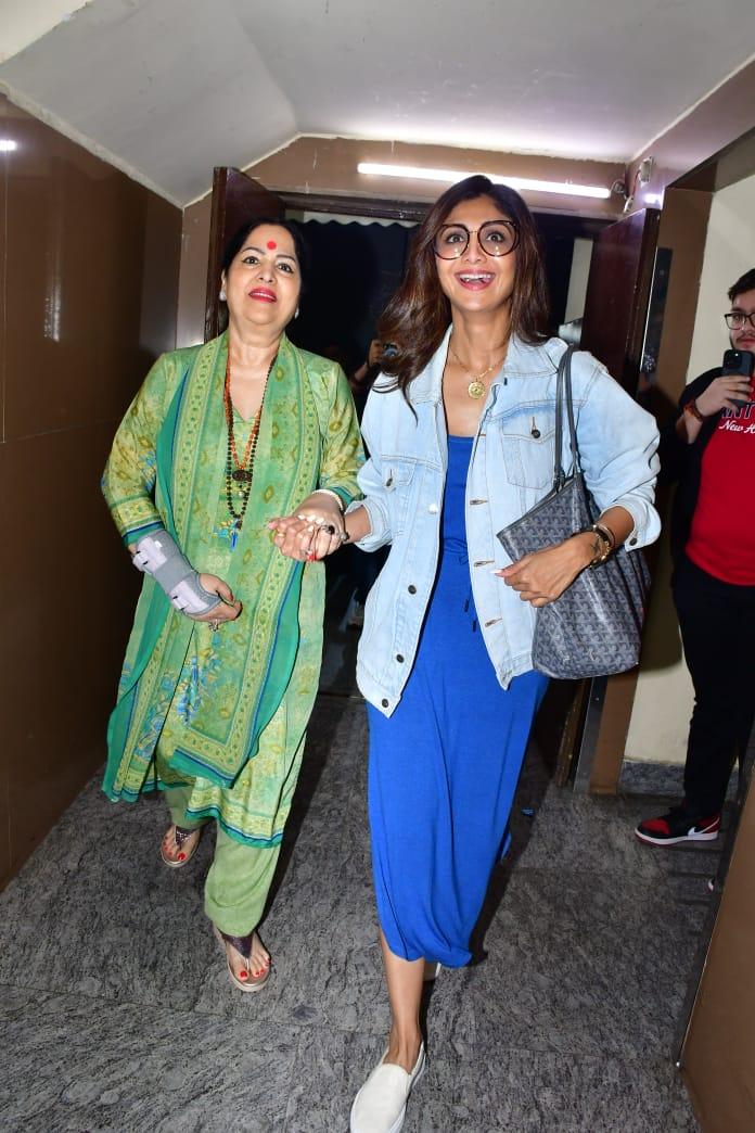 Shilpa Shetty was spotted at a PVR. The actress was dressed in an all blue avatar