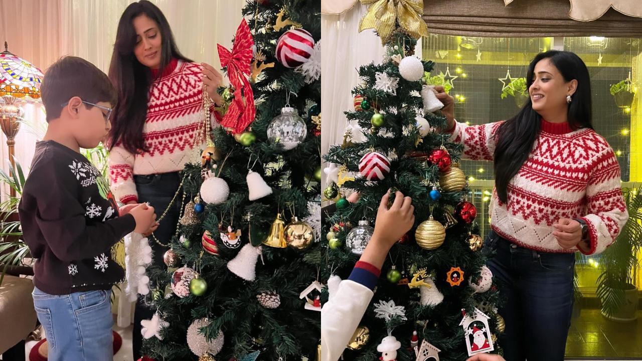 Christmas 2023: Shweta Tiwari gets into festive mood, decorates tree with daughter Palak and son Reyansh