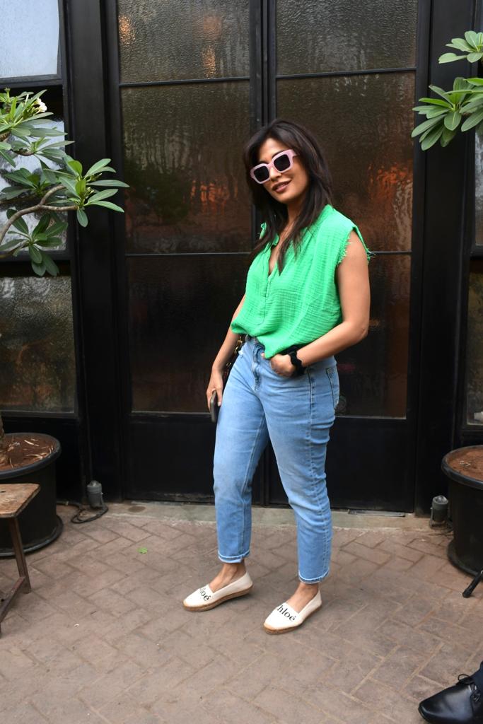 Chitrangada Singh was clicked in the city. The actress looked uber cool in green top and blue jeans 