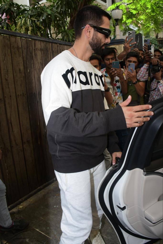 Shahid Kapoor was photographed, outside a dubbing studio, in the city