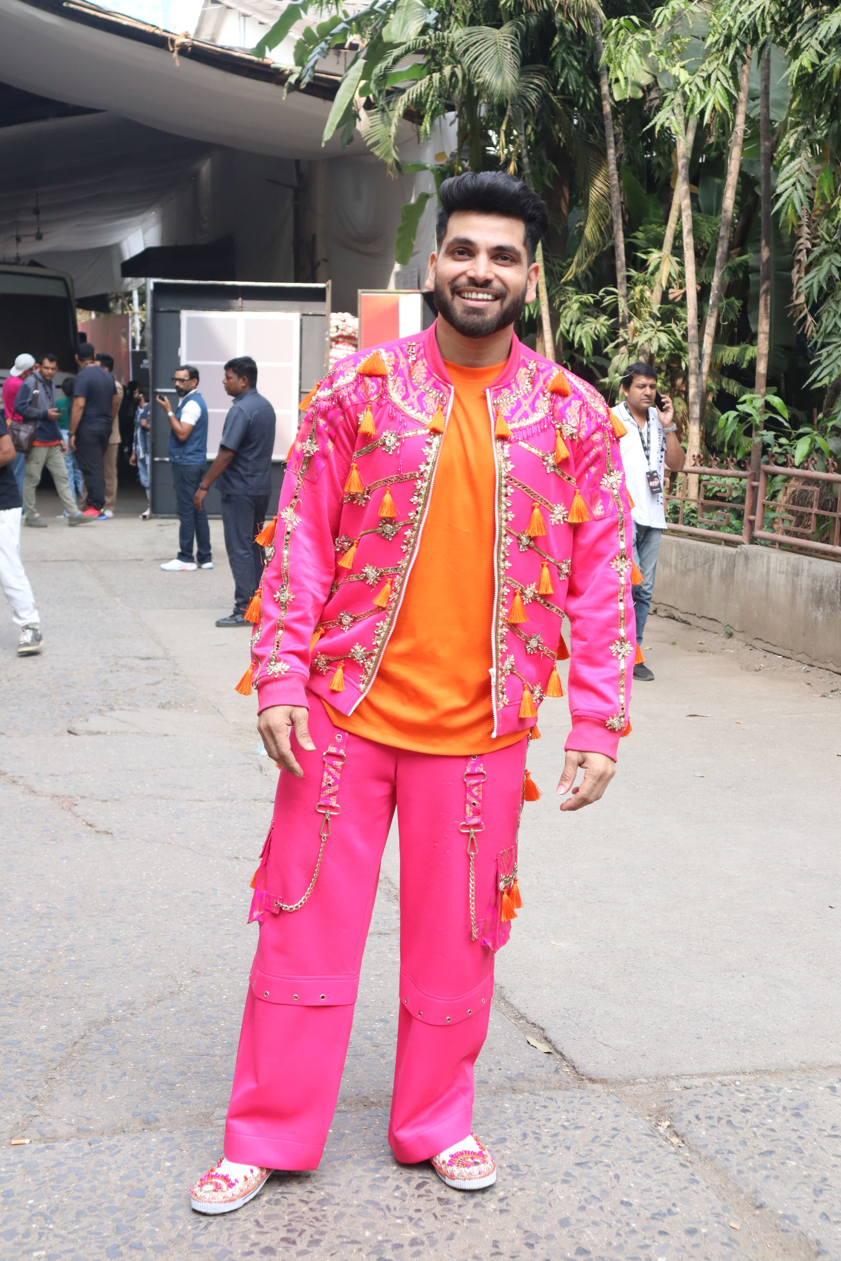 Shiv Thakre looked smart in the orange and pink as he was clicked in the city