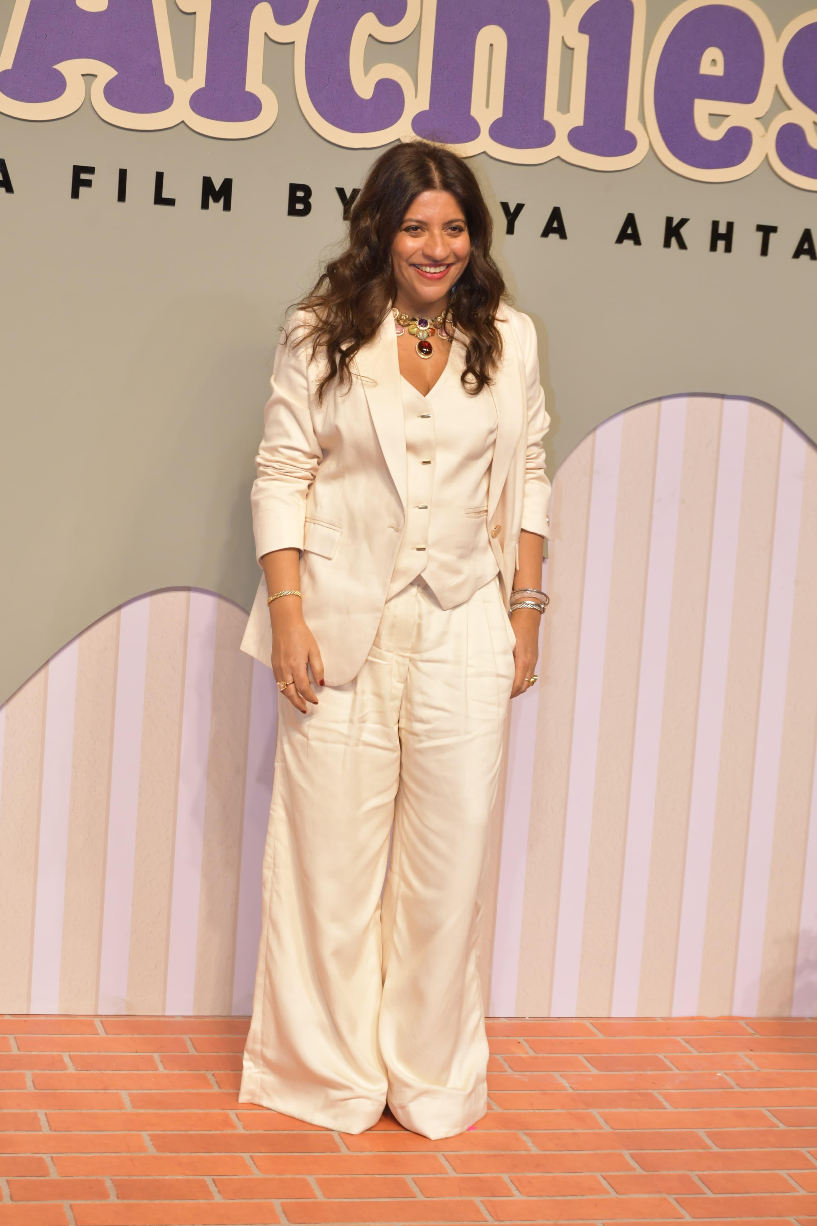 Zoya Akhtar was present for the launch of her musical. She looked beautiful in this white set