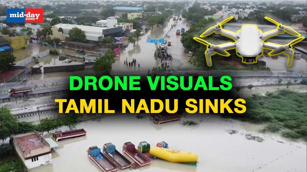 Tamil Nadu Rains: Drone Visuals show lakes overflow as rain unleashes fury